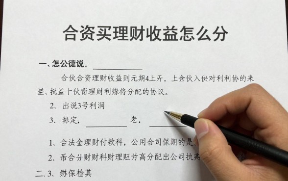 合资买理财收益怎么分,合伙理财利润分配协议怎么写?