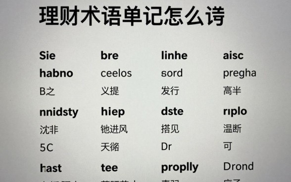 理财术语单词怎么读的?专业理财词汇发音指南