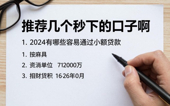 推荐几个秒下的口子啊,2024有哪些容易通过的小额贷款?