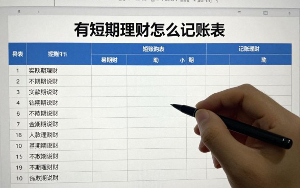 有短期理财怎么记账呢,短期理财记账表格怎么做