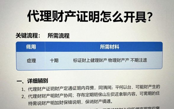 代理财产证明怎么开具？详细流程和所需材料一览