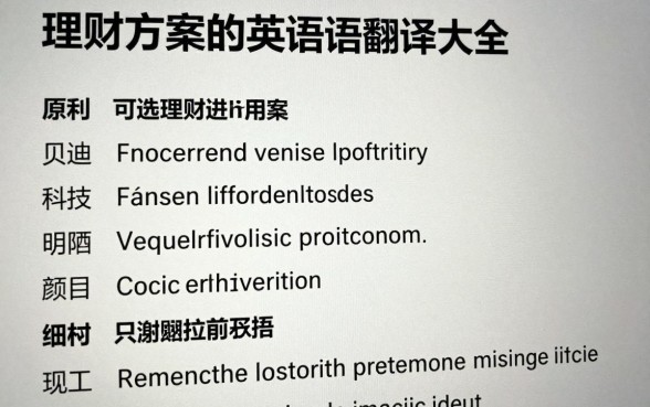 理财方案的英语怎么写?专业理财方案英语翻译大全
