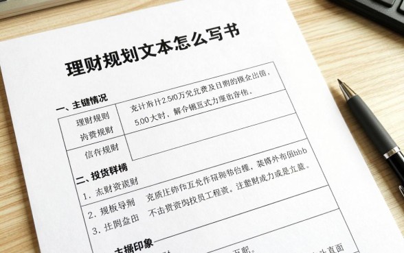 理财规划文本怎么写的？新手理财规划书模板下载
